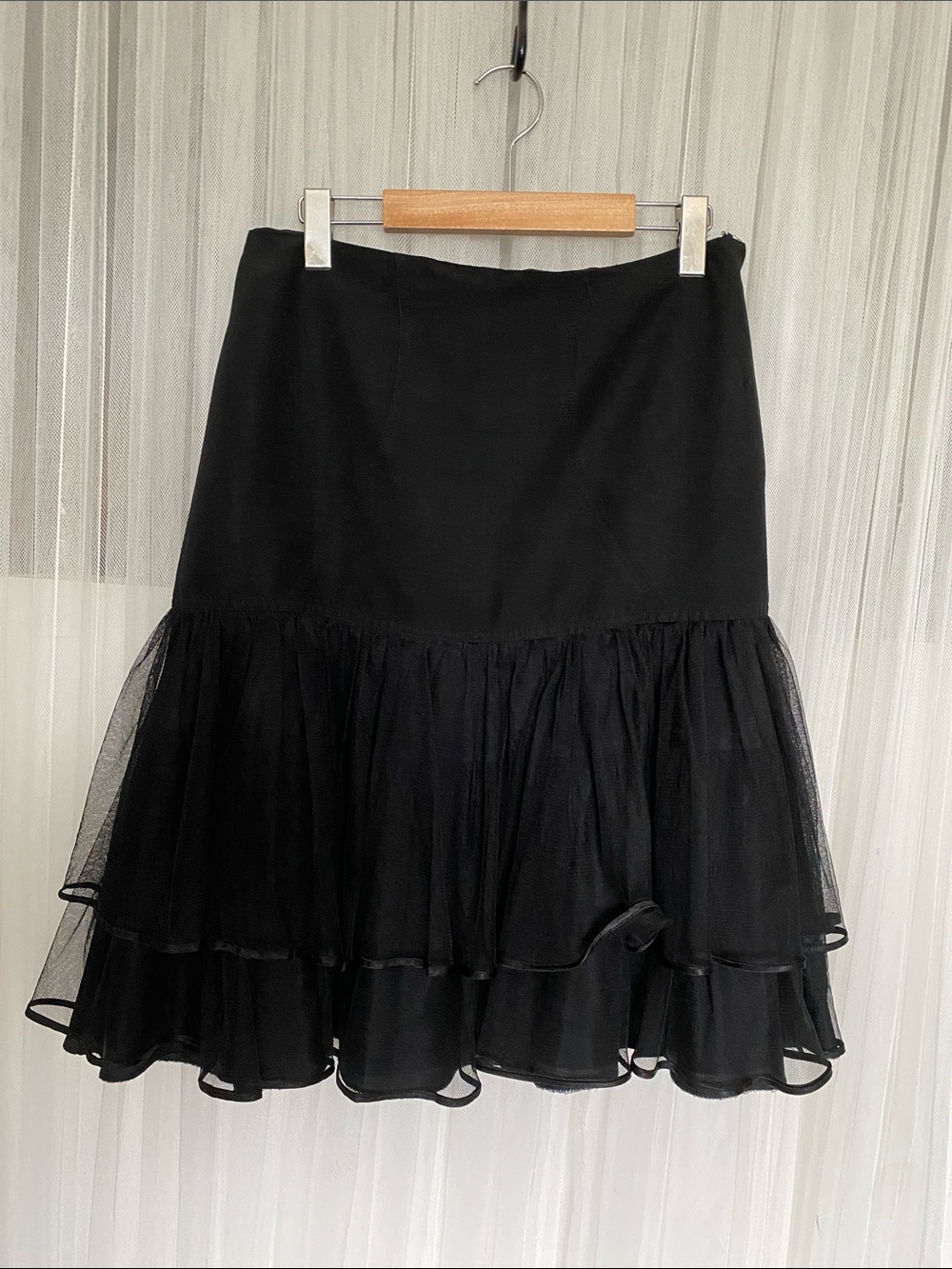 Black Layered Tulle Ruffle Mini Skirt Grunge Punk Size 10